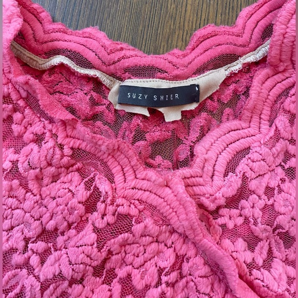 🌷 Vibrant Rose Red Pink Sheer Lace Dress 🌷 - Picture 10 of 10